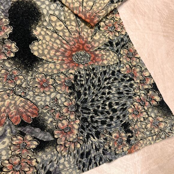 Vintage 90s Notations Floral Metallic Mesh Top 3/4 Sleeve Multicolor Fairy Boho - Picture 4 of 7